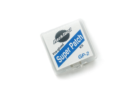  Park Tool Super Patch Kit GP-2, a pre-glued bicycle tube repair patch pack, shown on a white background